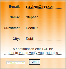 formulario web para suscripción por email